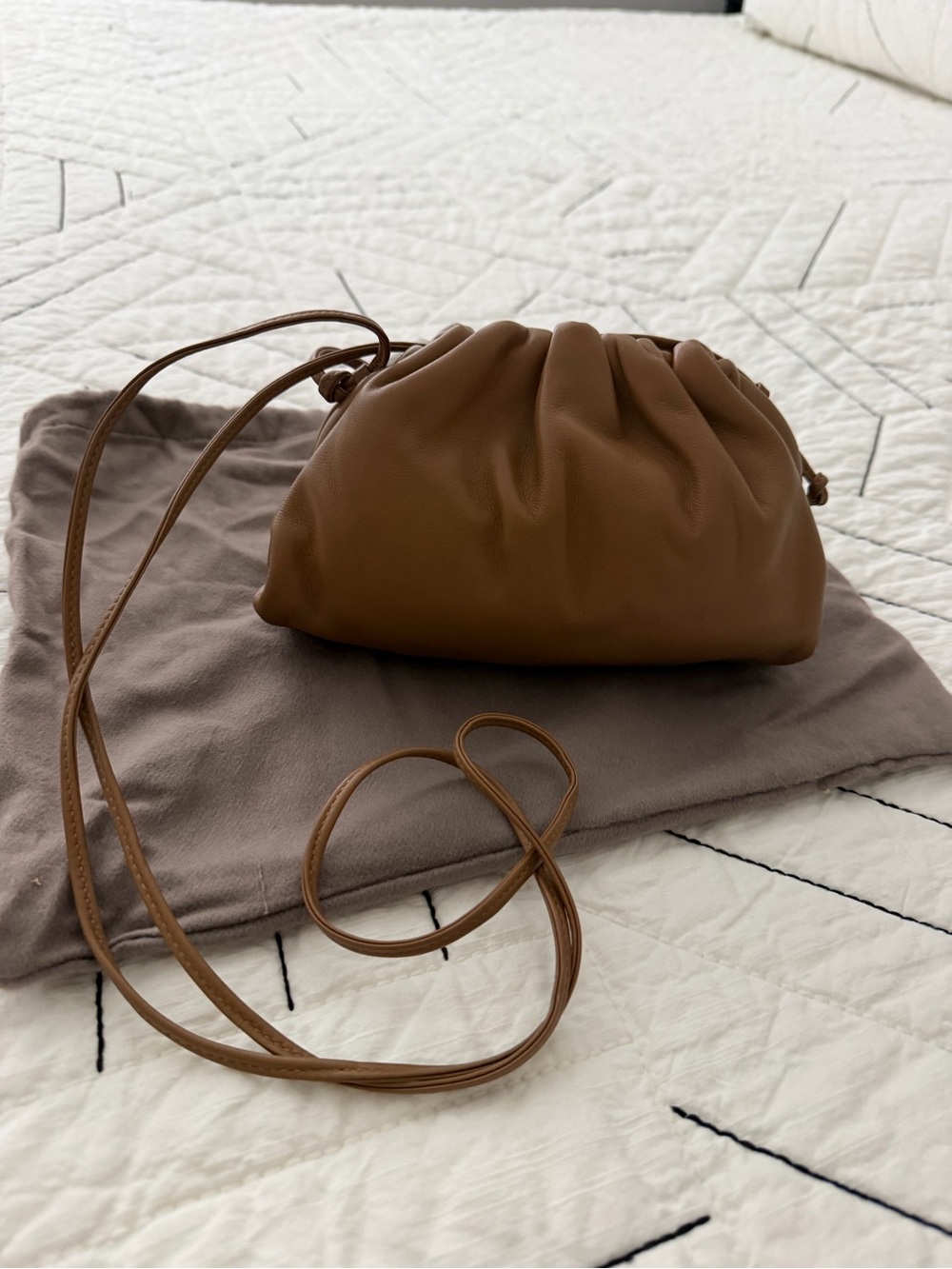 Bottega Veneta Brown Leather Drawstring Crossbody